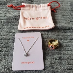 NEW set necklace & ring from NYC Mure+Grand silver peace sign & gold yin yang